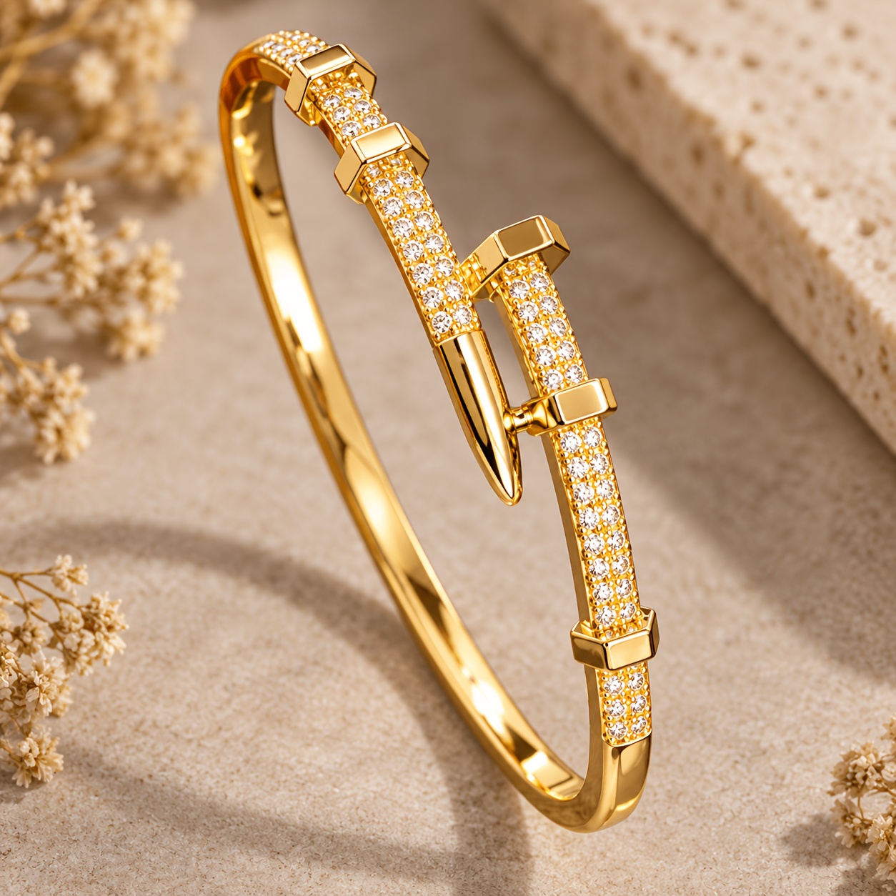 Image of Sparkling Fashionable And Elegant Copper Bracelet, Featuring A Nail-shaped , Suitable For Women's Jewelry Additions, Parties, Daily Festivals, Birthdays, And Gift Occasions