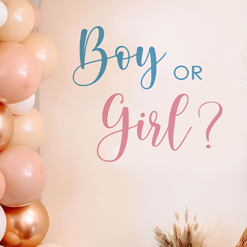 Image of Gender Reveal English Wall Sticker, Suitable For Hotel Office Bedroom Living Room Outdoor Removable Pvc Wall Sticker