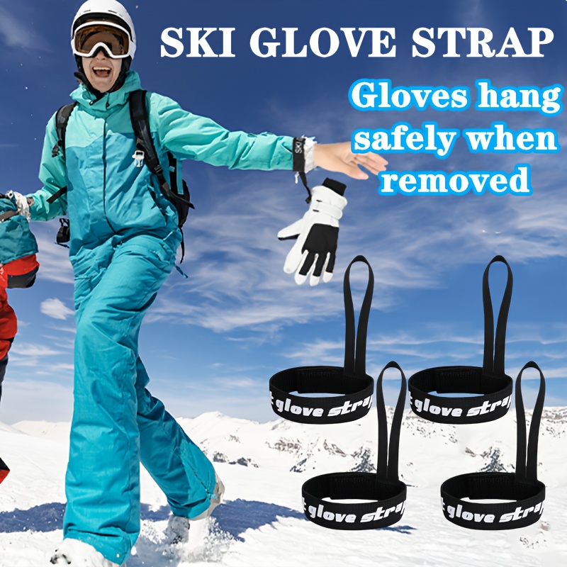 

2-pack/4-pack Black Polyester Ski Glove Straps, Knit Fabric Wristbands For Glove Hanging, Winter Outdoor Skiing Accessories, Suitable For Training, Ideal Gift For New Year And Valentine's Day