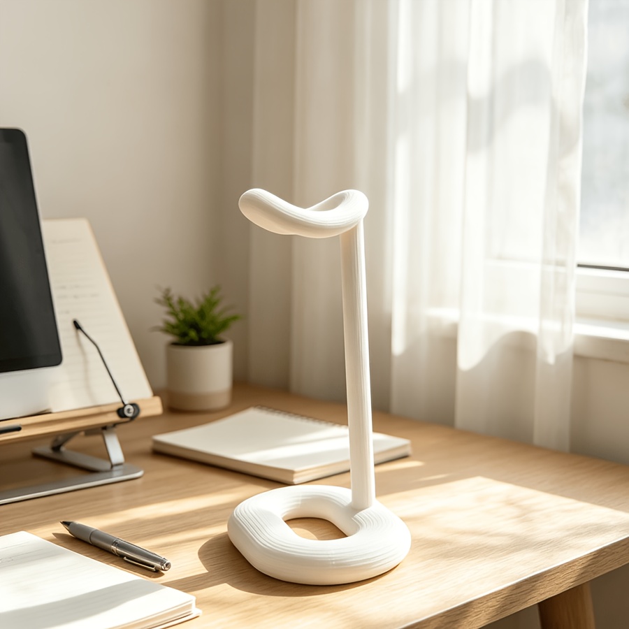 TEMU Creative Designer Headphone Stand Compatible For Over-ear Headphones, Headphone Display Rack With Desktop Storage Shelf, Space-saving Desk For