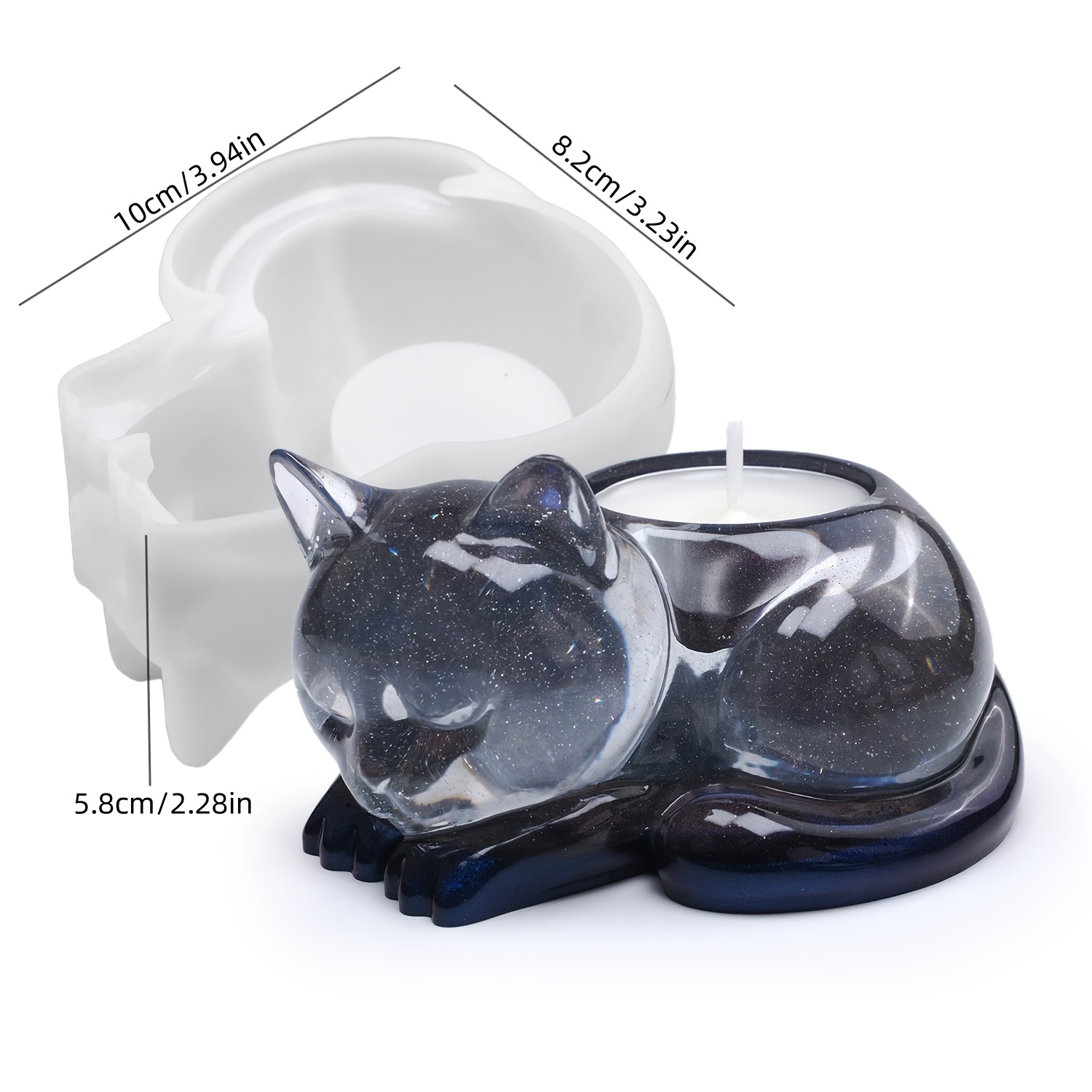 E-shop Harz Silikon Schmuckform, . Niedliche Katze Kerzenhalter Silikonform, Kreative Kätzchen Kerzenhalter Gipsform, Heimdekoration Geschenk Ornamente