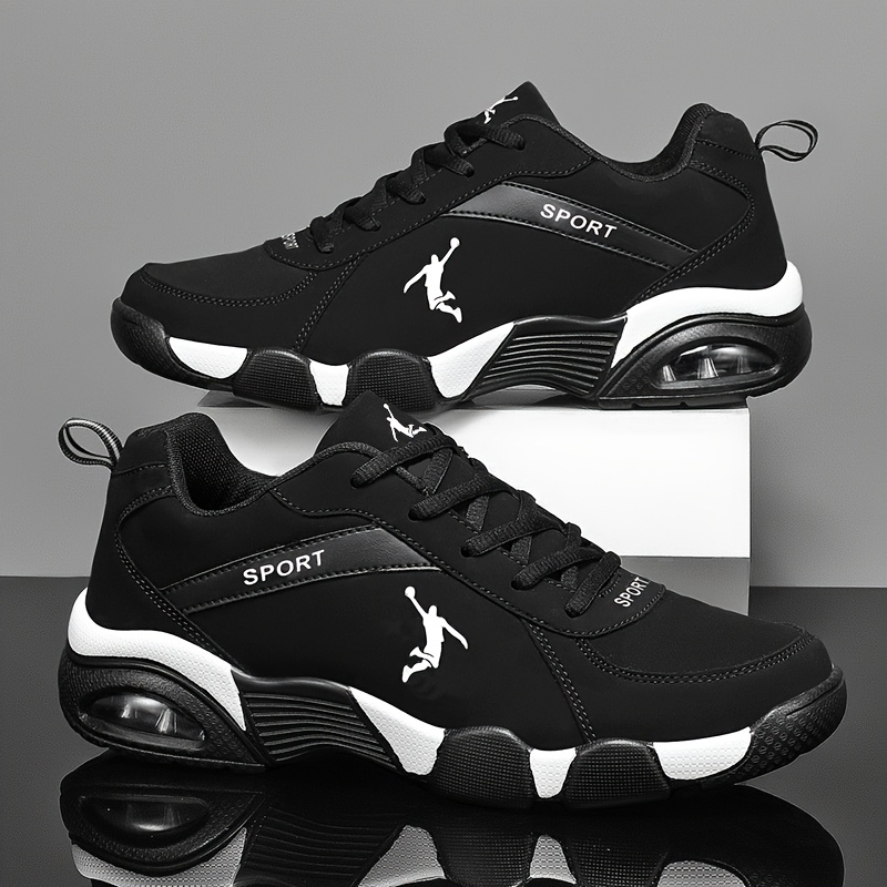 unisex sneakers casual cushioned sneakers with a   breathable mesh lace up closure black and   scheme suitable for outdoor running walking and casual wear