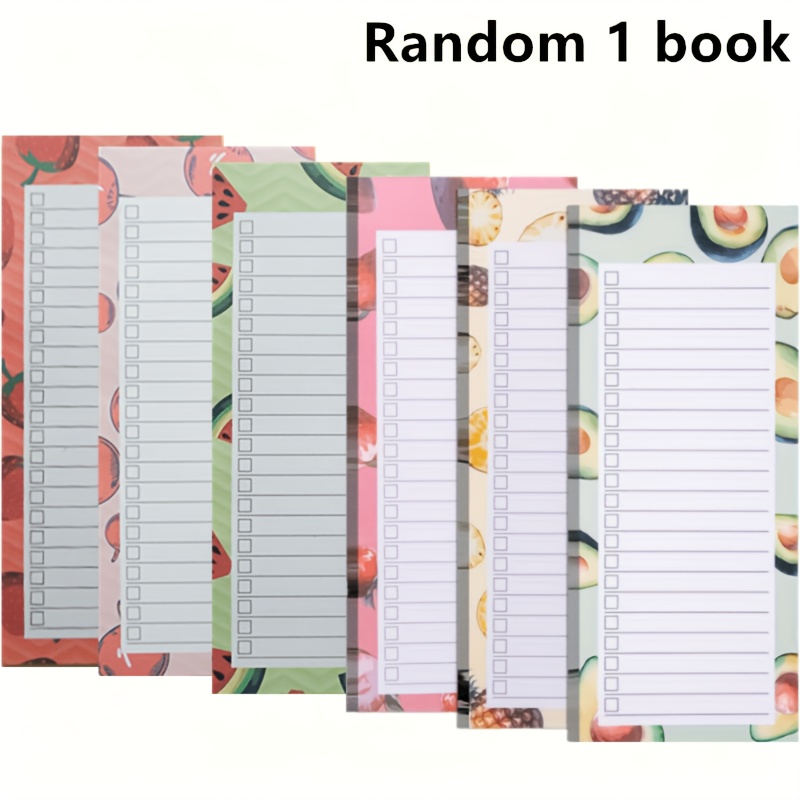 TEMU Random 1pc Full Magnetic Back Shopping List Pad With 55 Tear-off Sheets, 6 Fruit Pattern Designs, Magnetic Shopping List, Magnetic Notepad,