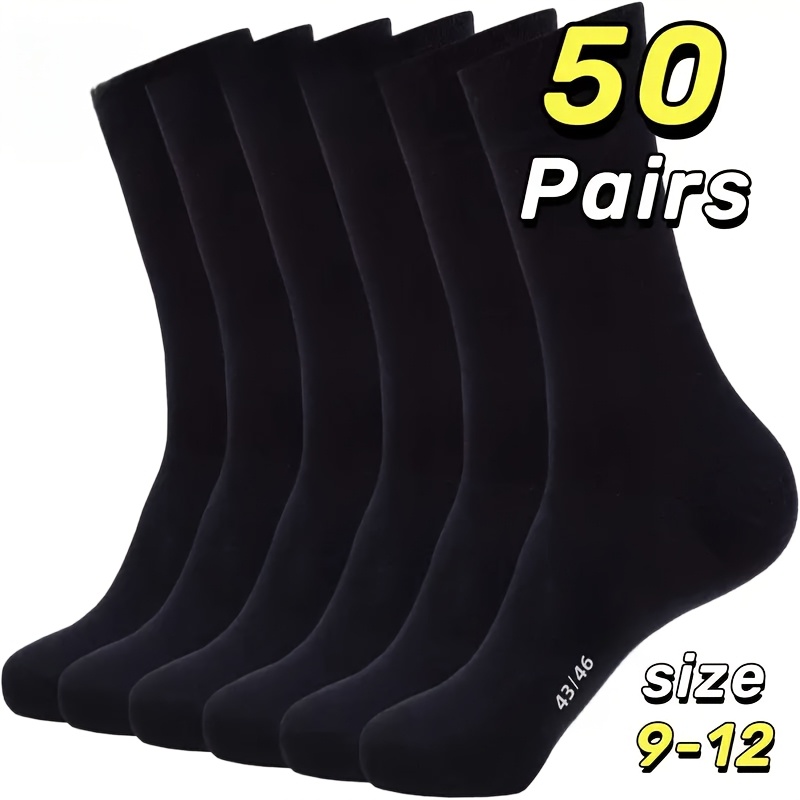 Image of 50 Pairs Of Classic Men's Business Socks - Breathable, Comfortable, Elastic Ribbed Cuff, -border Large Sizes Us 9-12 Eu 43-46, Suitable For Work, Meetings, Outdoor, , Smooth Texture