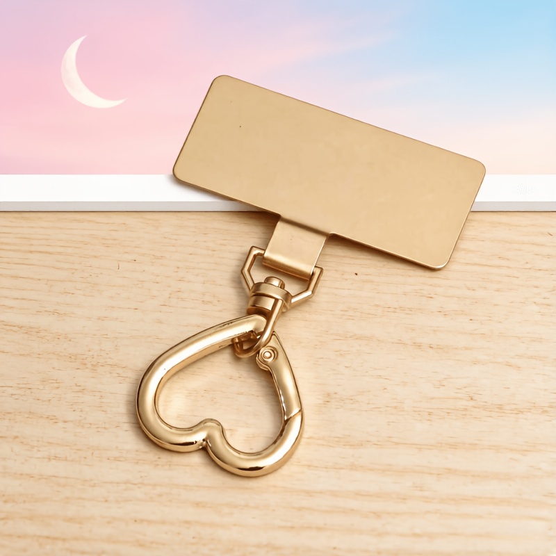 TEMU 1 pz Clip per cordino per cellulare in acciaio inossidabile girevole gradi, fibbia ad anello a molla in metallo a forma di cuore, guarnizione di