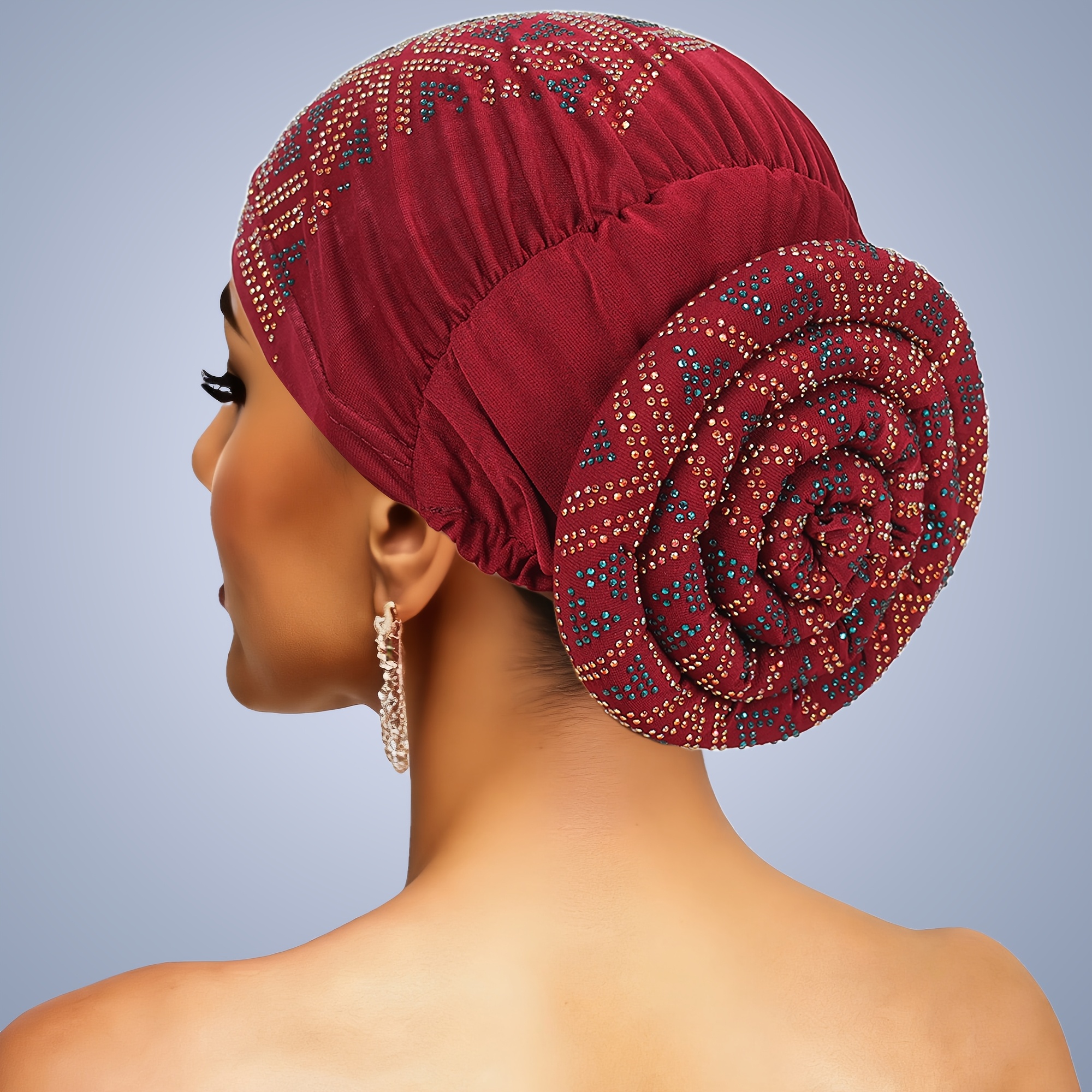 TEMU Turbante de lujo africano | Pre- con cristales y extragrande | para , bailes y ocasiones especiales