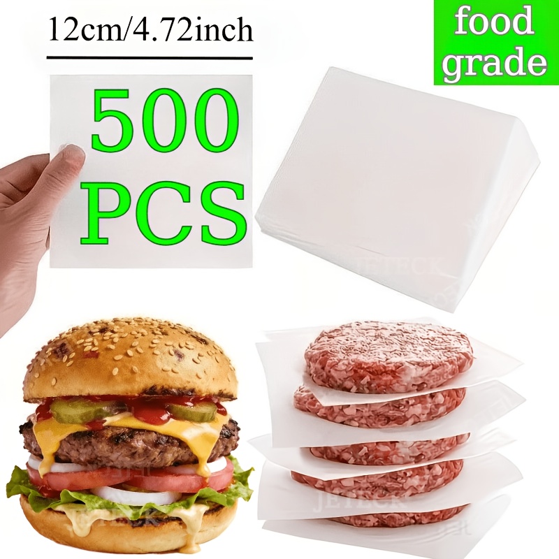 Image of 500pcs Square Hamburger Paper - 4.72in Food-grade Pre-cut For Storing And Separating Hamburger Patties, Suitable For Home Kitchens Or Store Restaurants