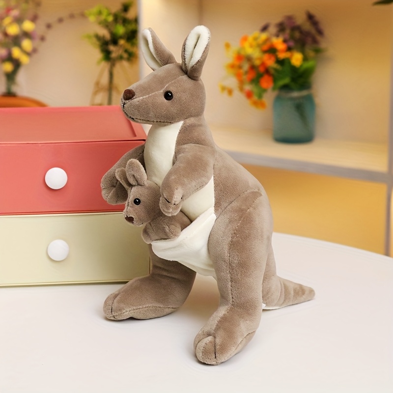 Image of 2-in-1 Kangaroo Family Plush Toy Adorable Kangaroo Mommy And A Mini Kangaroo Stuffed Animals Plushies Australian Kangaroo Plush Doll Perfect Halloween, Christmas, Thanksgiving, Easter Gifts