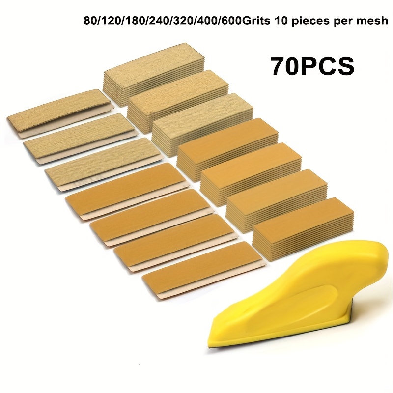 TEMU 25/35/64/70pcs Grit Sandpaper Set With Oxide Abrasive — Hand Sanding Blocks, Suitable For Small Wooden Crafts, Metal Polishing In Narrow Spaces,