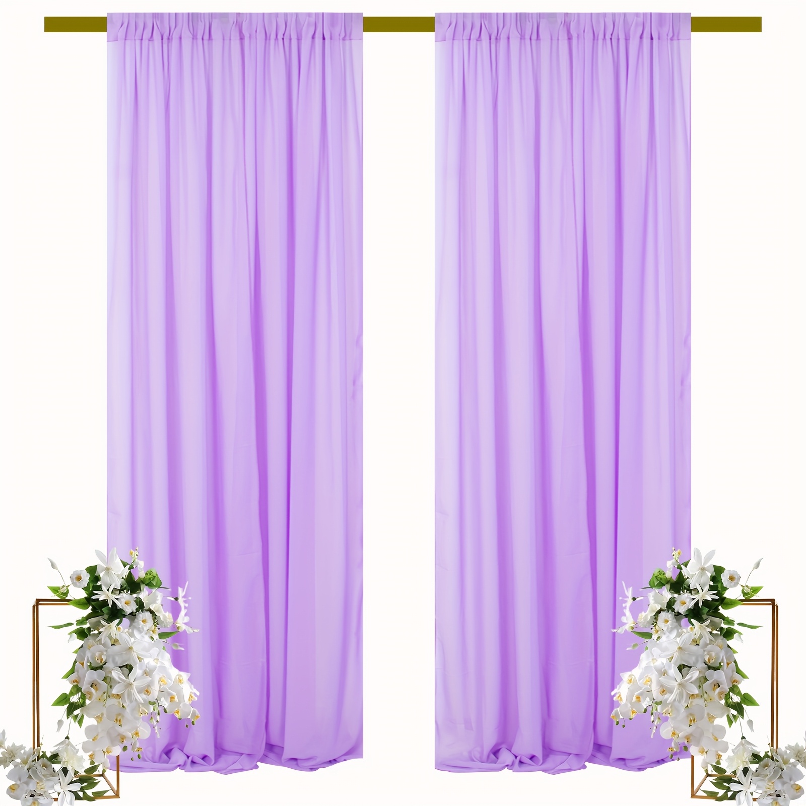 2 Panels Lavender Outdoor Curtains - Semi-Sheer Chiffon Backdrop Drapes,  5x7ft Large Wedding Party Decorations, Lightweight *-like Fabric for Pati, image size:1600x1600