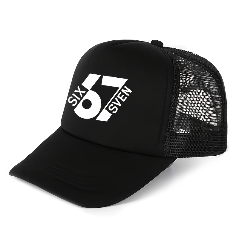E-shop 1 Stück Unisex Baseball Cap mit 67 Zahlen- und Buchstaben-Print, modische Baseballkappe, geeignet für Straßen und Outdoor, verstellbarer Trucker