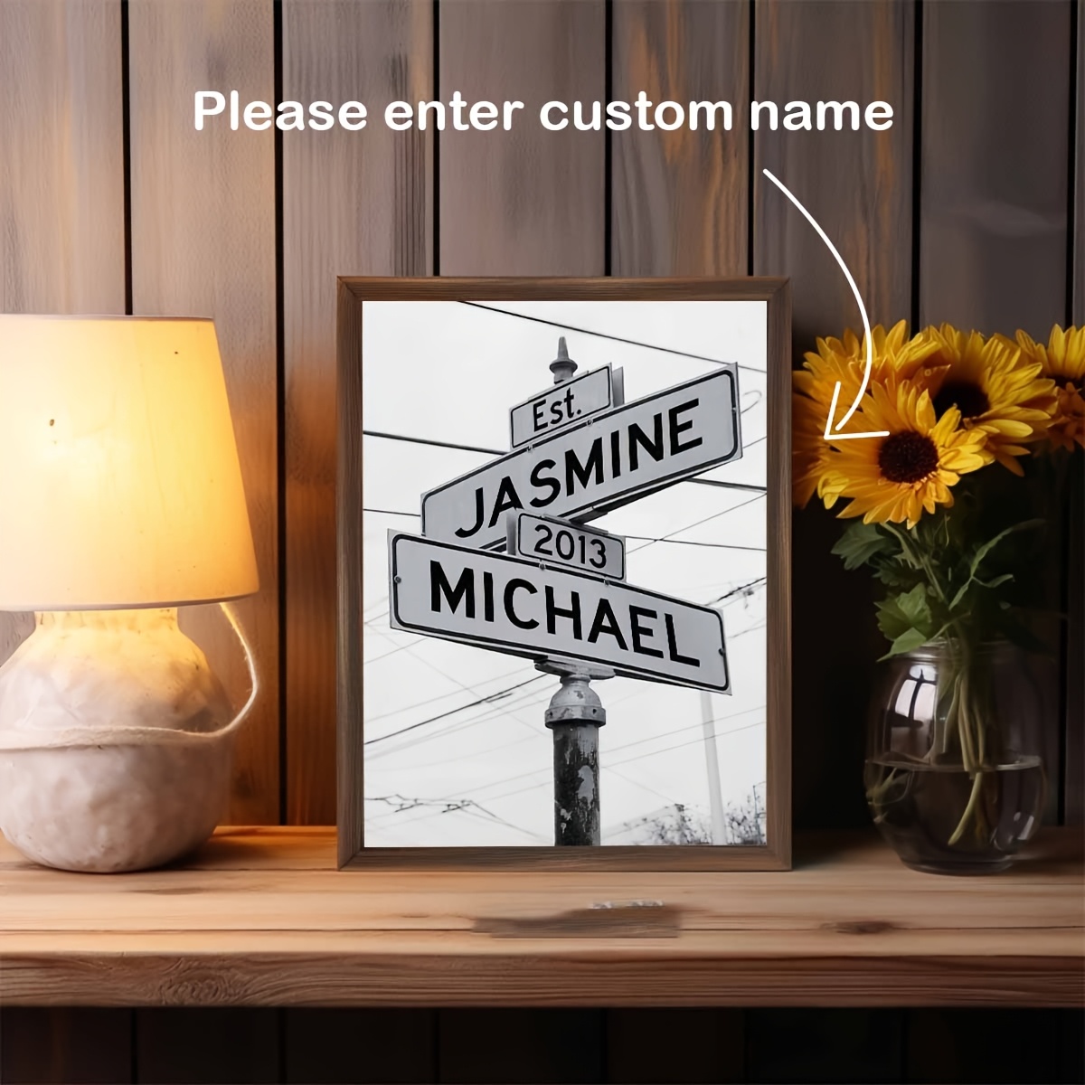 E-shop 1 Stück Personalisiertes Paar-Leinwandposter – Individuelle Straßenschilder mit Namen, Hochzeitsjubiläum, Geburtstag, Valentinstagsgeschenk –