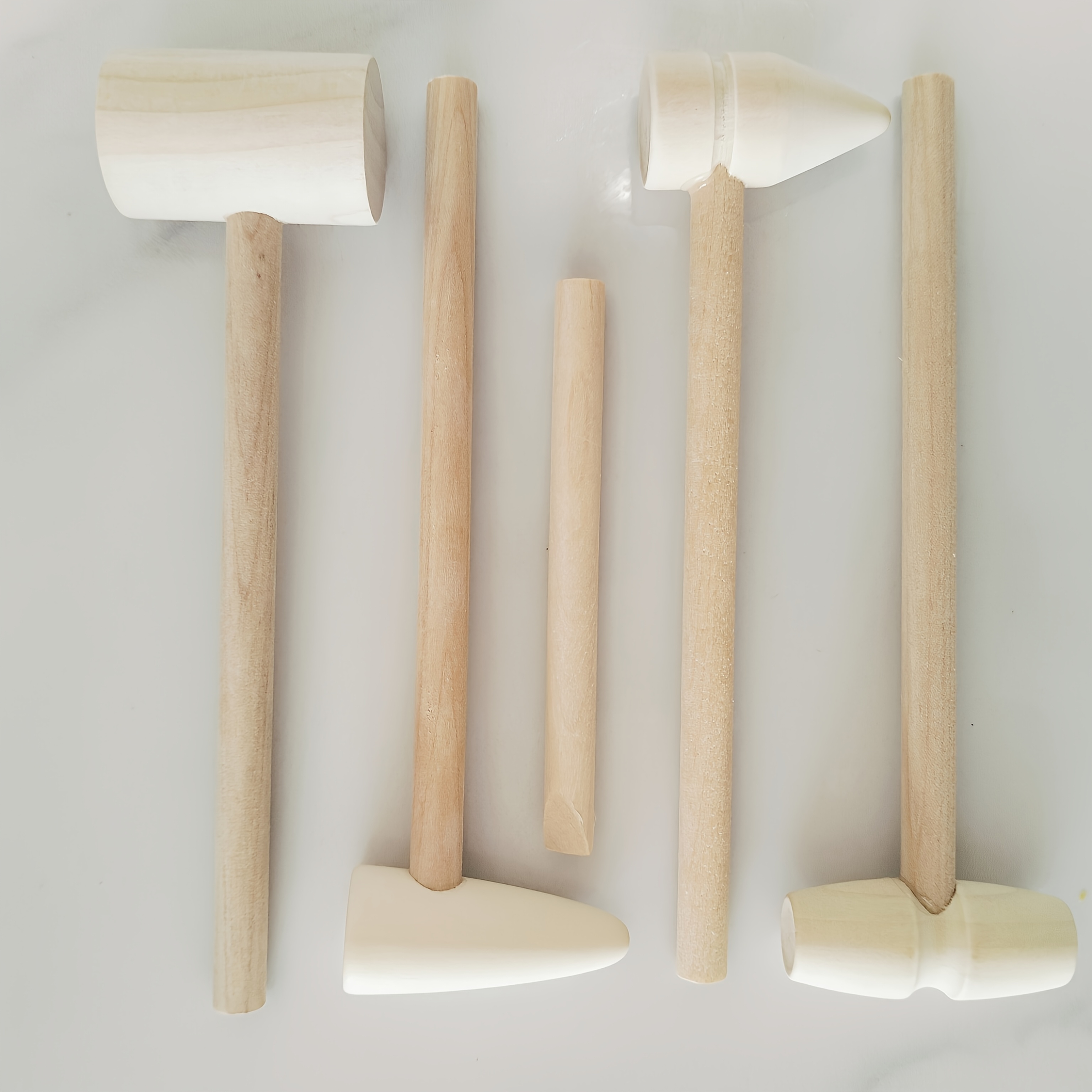 5pcs Wooden Archaeological Mini-mallet. Flat-headed Mallet