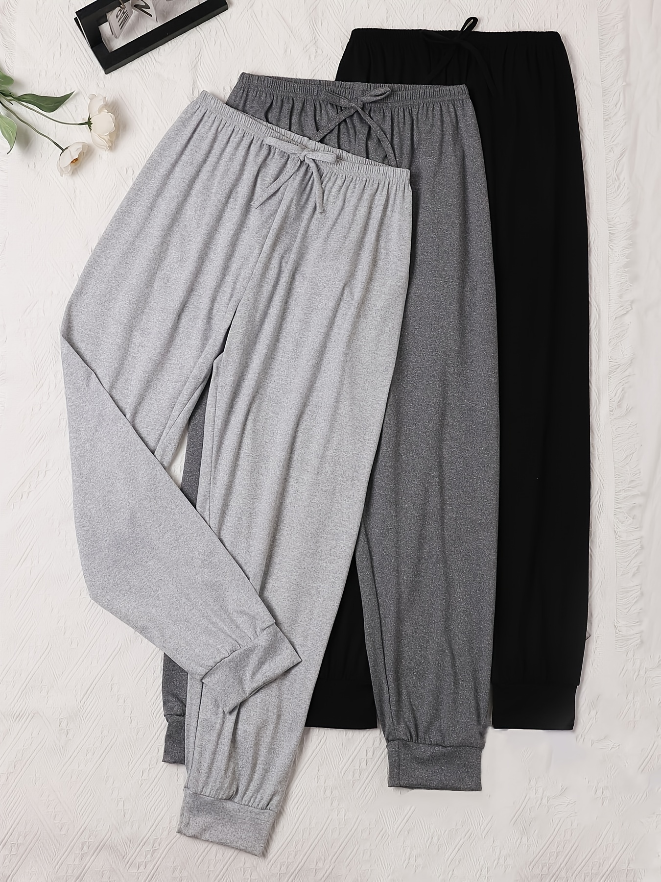 3pcs comfortable solid color printed womens pants fabric   womens pants comfortable   trousers