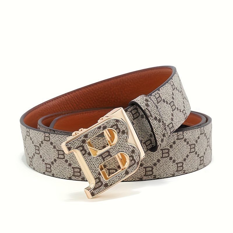 

1 ceinture en cuir PU tendance pour homme, design simple et rétro, boucle à motif lettre B, pour la vie quotidienne, les loisirs, les fêtes, les festivals, le travail et les affaires