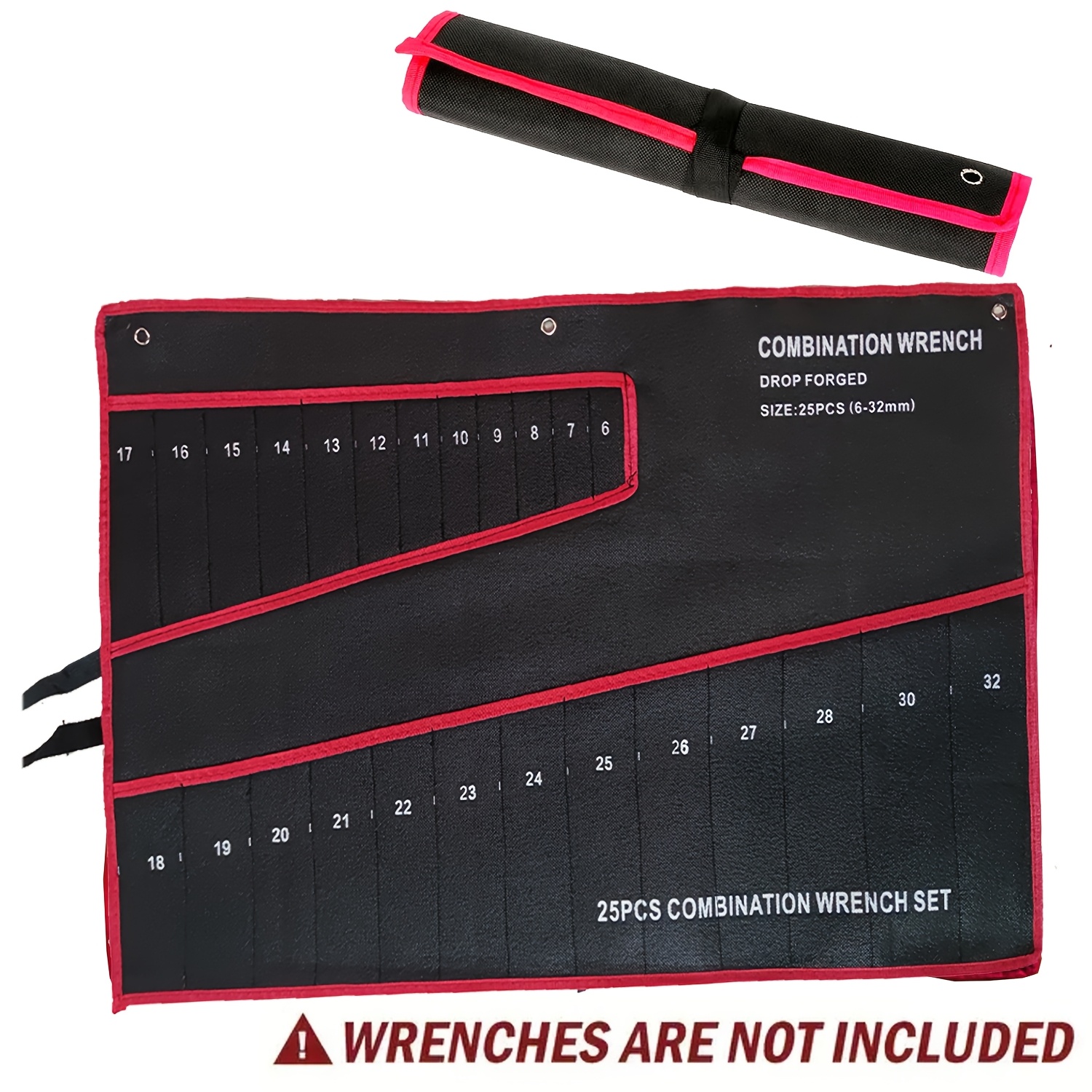 

Fabric Wrench Organizer Roll With 25 Pockets - Tool Roll-up Bag For Wrenches, Spanners, And Pliers With Tie Closure, , Heavy-duty Hanging For (tools Not Included)