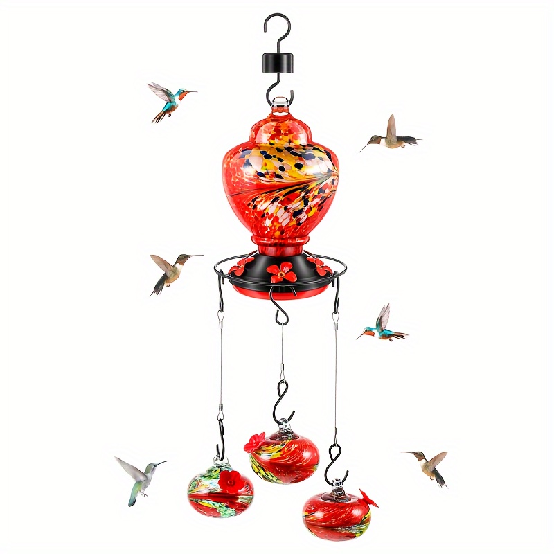 

Wind Chimes Hummingbird Feeder Glass Hummingbird Feeder For Woman Garden Gift Hanging Hummingbird Feeder Outside Garden Decor For Outdoors Patio Window Accessories Birthday Gift