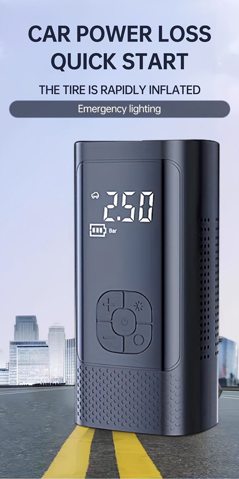  portable electric air pump with led display usb rechargeable lithium battery emergency tire inflator for car motorcycle bicycle ball quick inflation indoor outdoor use 36v details 1