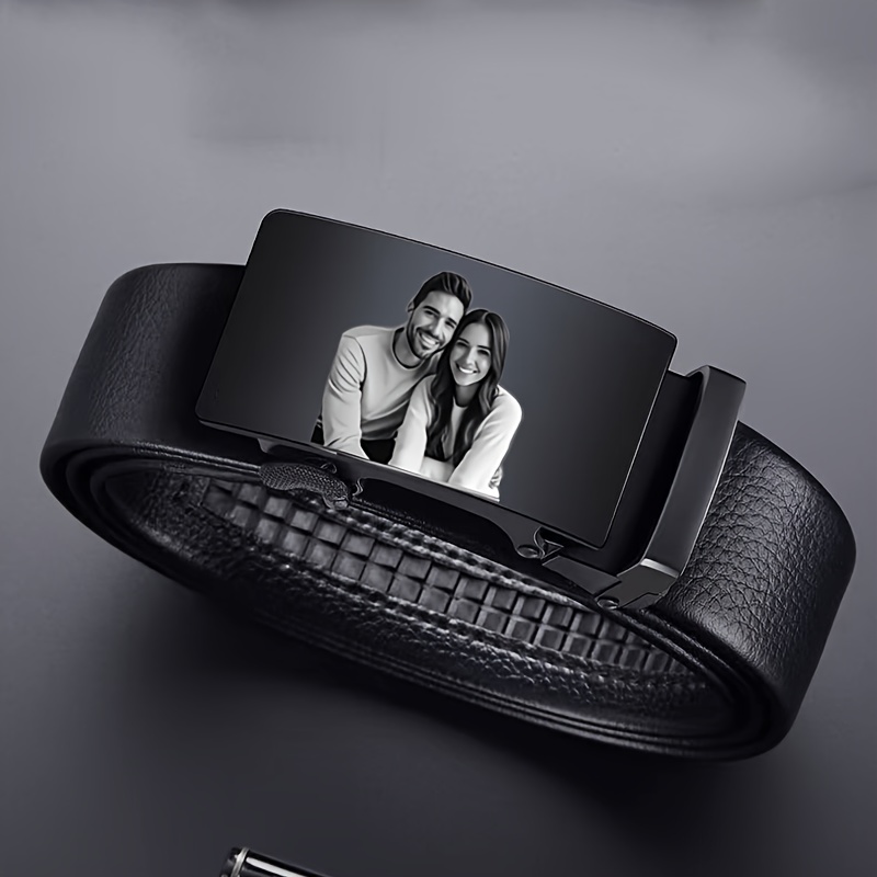 TEMU A Custom-'s Faux Leather Belt Featuring A Personalized Photo And Text, Ideal For Look. This Makes An Present For Fathers, Husbands, , For