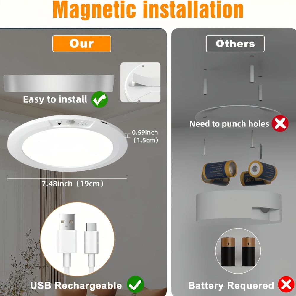 Rechargeable Ceiling Light, Sensor LED Pendant Light