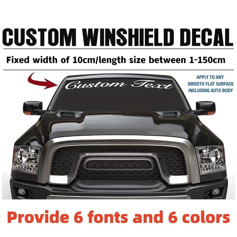 

Custom Vinyl Windshield Decal, Sticker, Custom Lettering