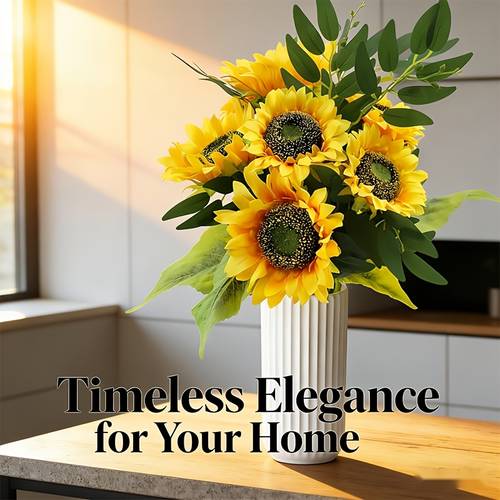 5pcs large realistic artificial sunflowers with long stems vibrant yellow suitable for weddings home decor centerpieces outdoor low maintenance plastic flowers no water decoration