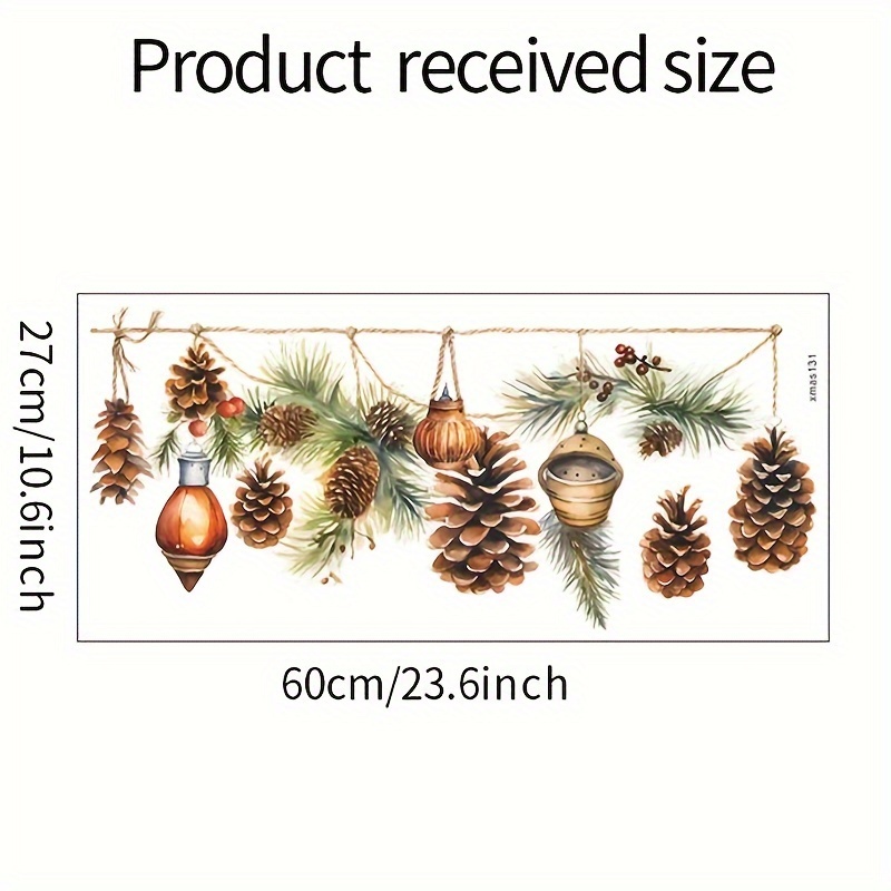 Image of 1pc Christmas Pine Cone Wall Sticker For Bedroom, Living Room, And Entryway Decoration, Holiday Window Decor, Festive Ornament