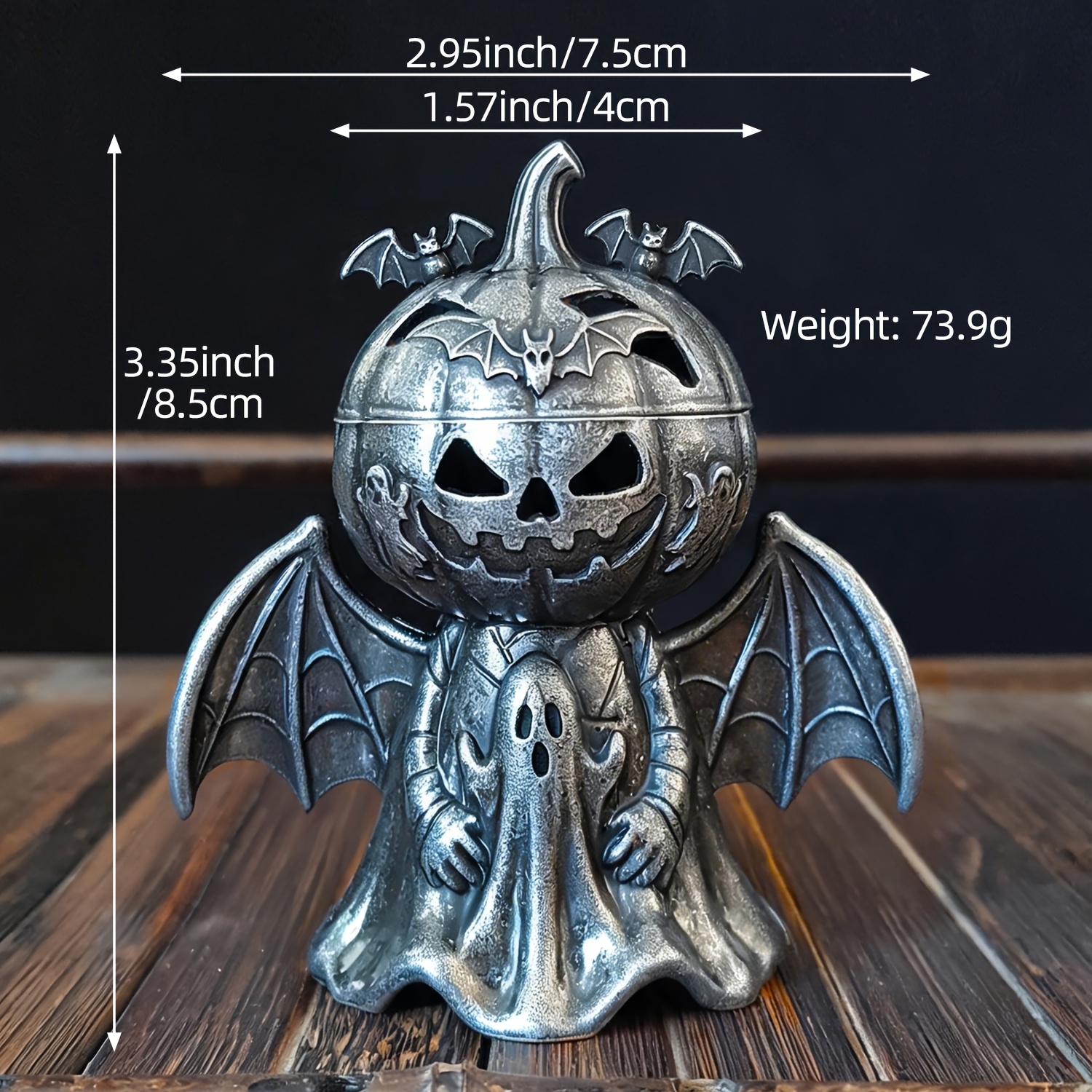 TEMU 1pc Halloween Pumpkin Bat Incense Holder, Gothic Bat Incense Holder Ornament, Halloween Metal Incense Holder, Home Decor Holiday Atmosphere