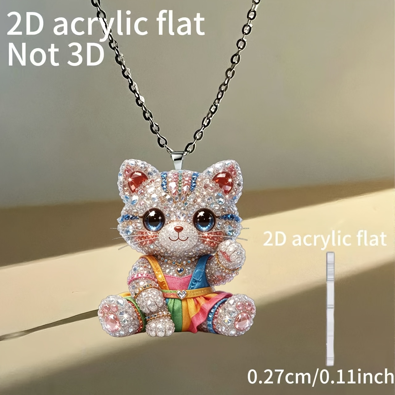 Women's Cute Bear Acrylic Pendant Necklace, Gift for Her