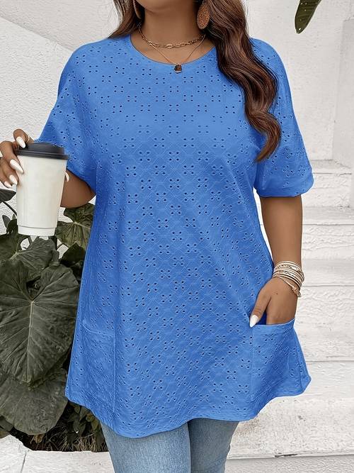 plus size plus size western spring summer new style pocket breathable solid short sleeve t shirt