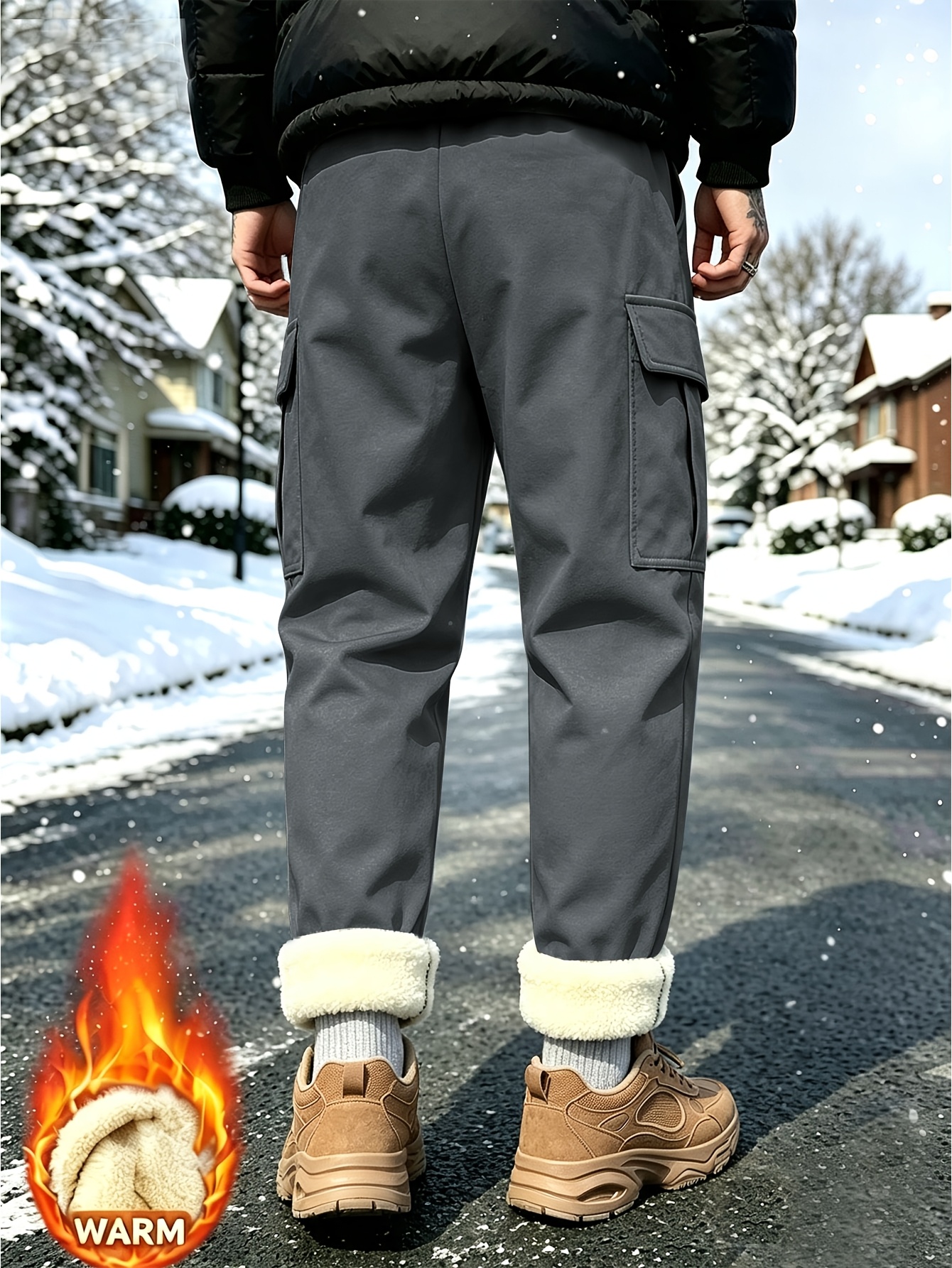 Men's Cargo Jogger Pants for Autumn/Winter with Drawstring Waist