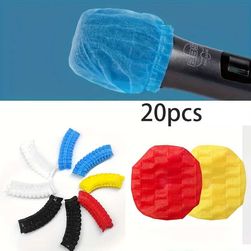 

20pcs (10 Pairs) Elastic Microphone Windshields In Blue, Red, Yellow, And Black, Handheld Microphones, Ktv, Bars, Recording,