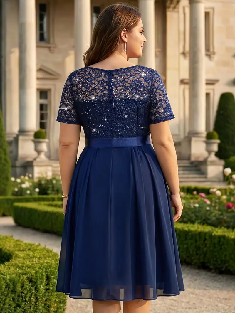 plus size plus size new popular elegant sequin lace v neck - Temu Morocco plus size plus size new popular elegant sequin lace v neck - Temu Morocco