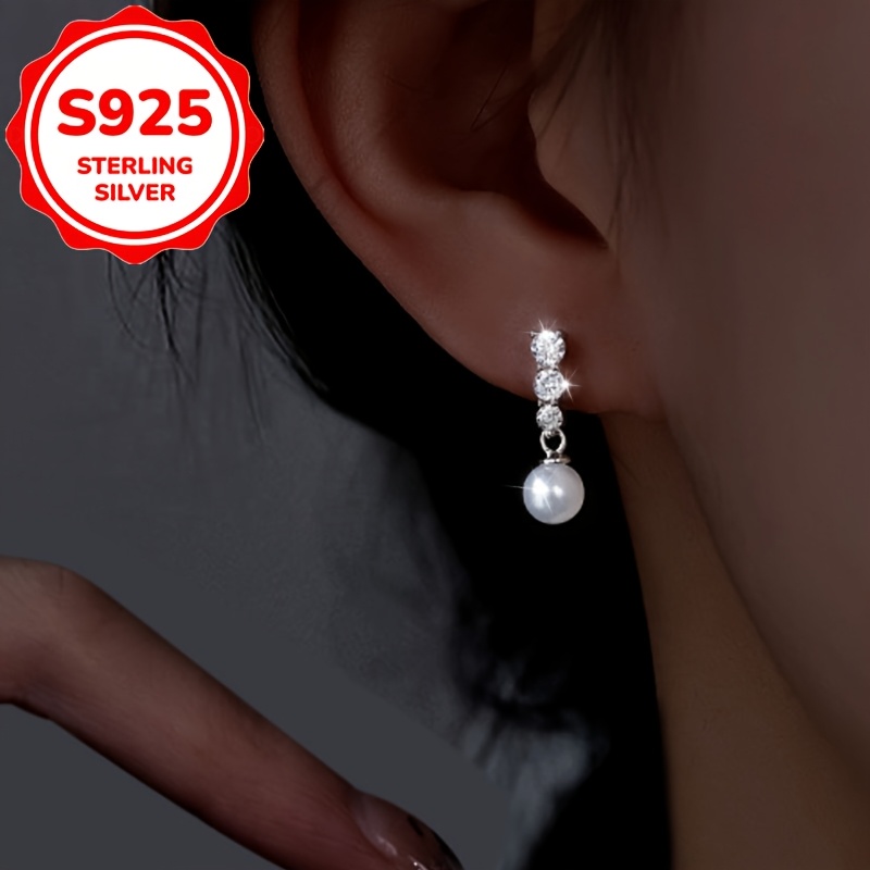 2pcs Women's Fashion Stud Earrings, 925 Sterling Silvery Gift Set