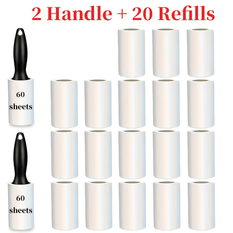 TEMU Everyday Clean Lint Roller, 2 Handles, 1200 Adhesive Sheets Total, Lint Remover For Pet Hair, Dark Clothes, Furniture, And Dusty Surfaces, Fur