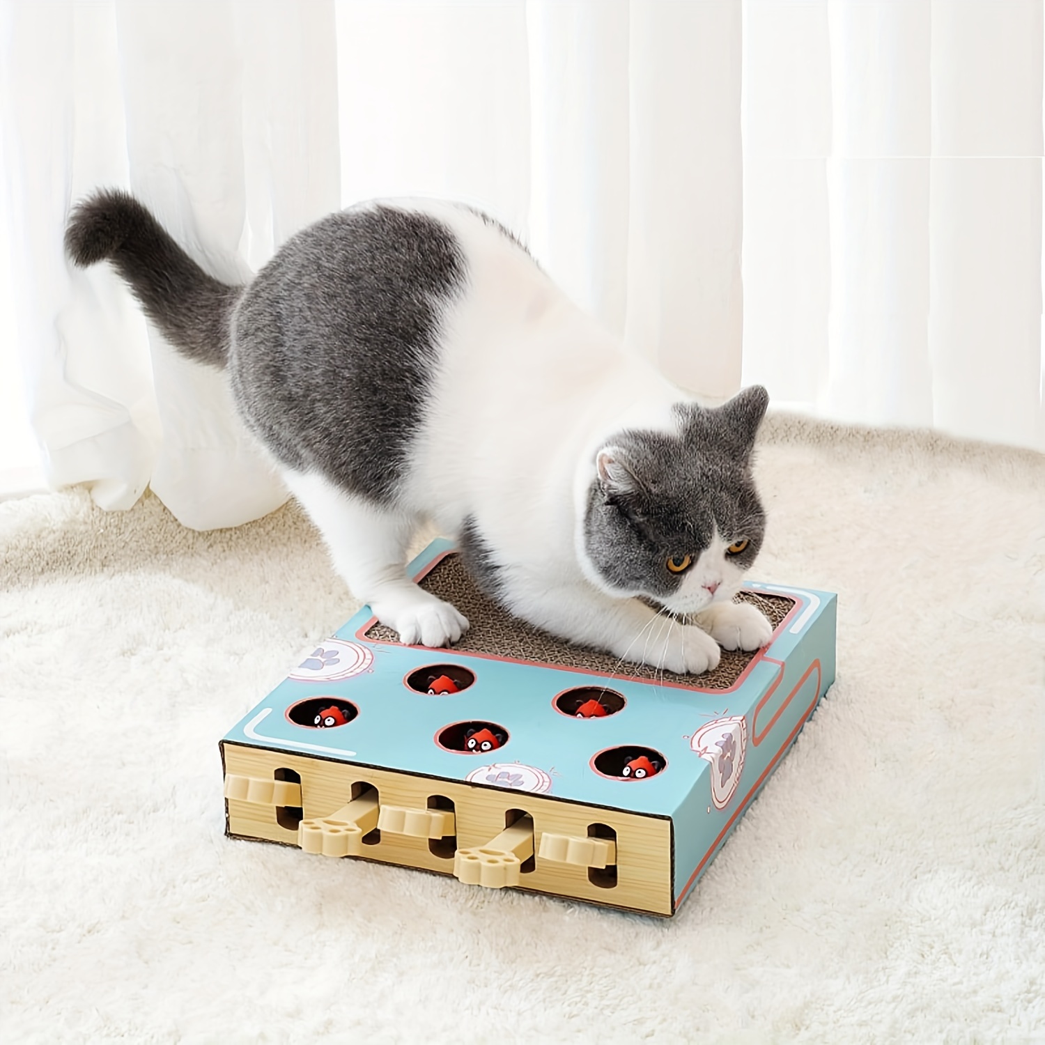 

Pop-up Game Cat Scratcher - Cardboard For Cats, Interactive Pet Toy