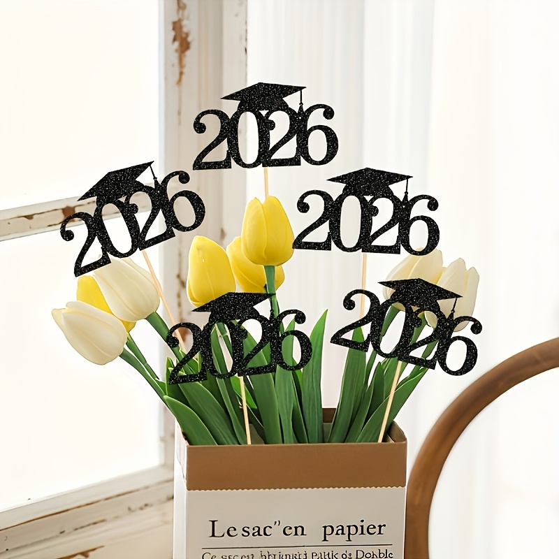 10pcs of centerpieces featuring a graduation scallion vase decoration in black and golden for the 2026 graduation this elegant design   a graduation   elements