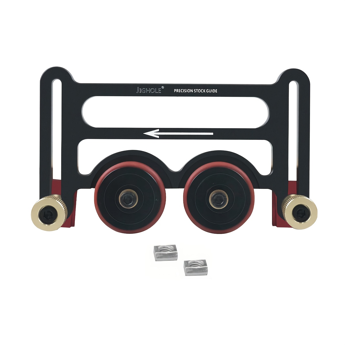 Table Saw Stock Guide Universal Feather Board With Sliding Block, Woodworking Bouble Wheel Bearing Roller Auxiliary Tool