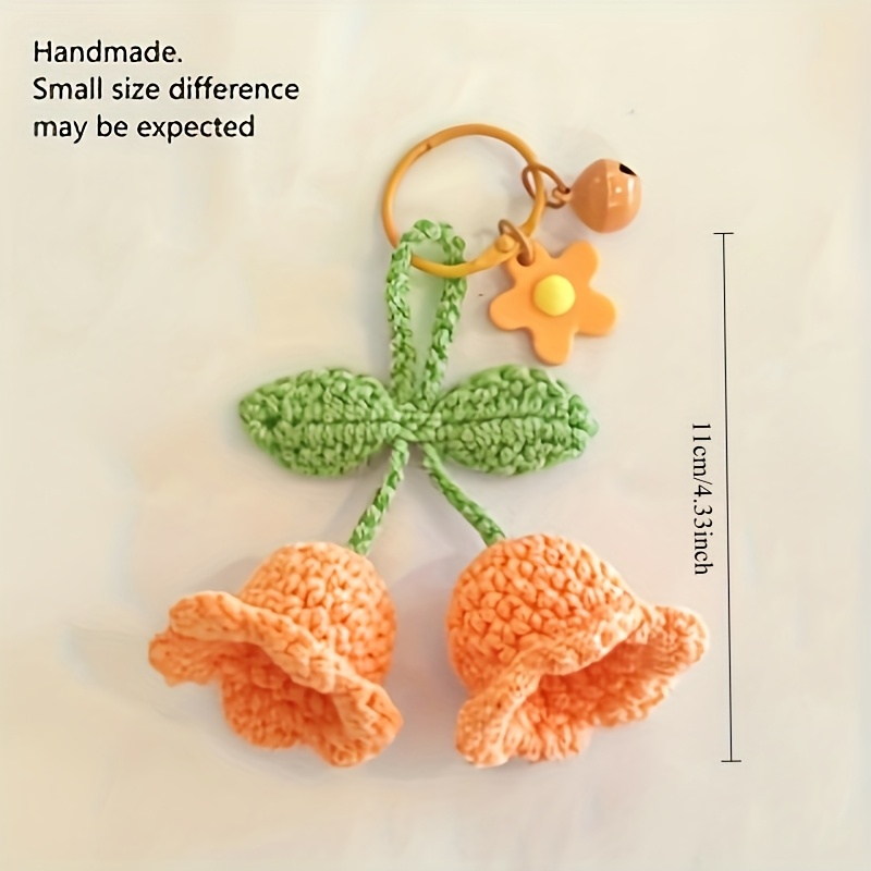 Breloque Porte-bonheur Au Crochet – Fleur Rose Fushia Fait Main – Déco Coton Et Bois