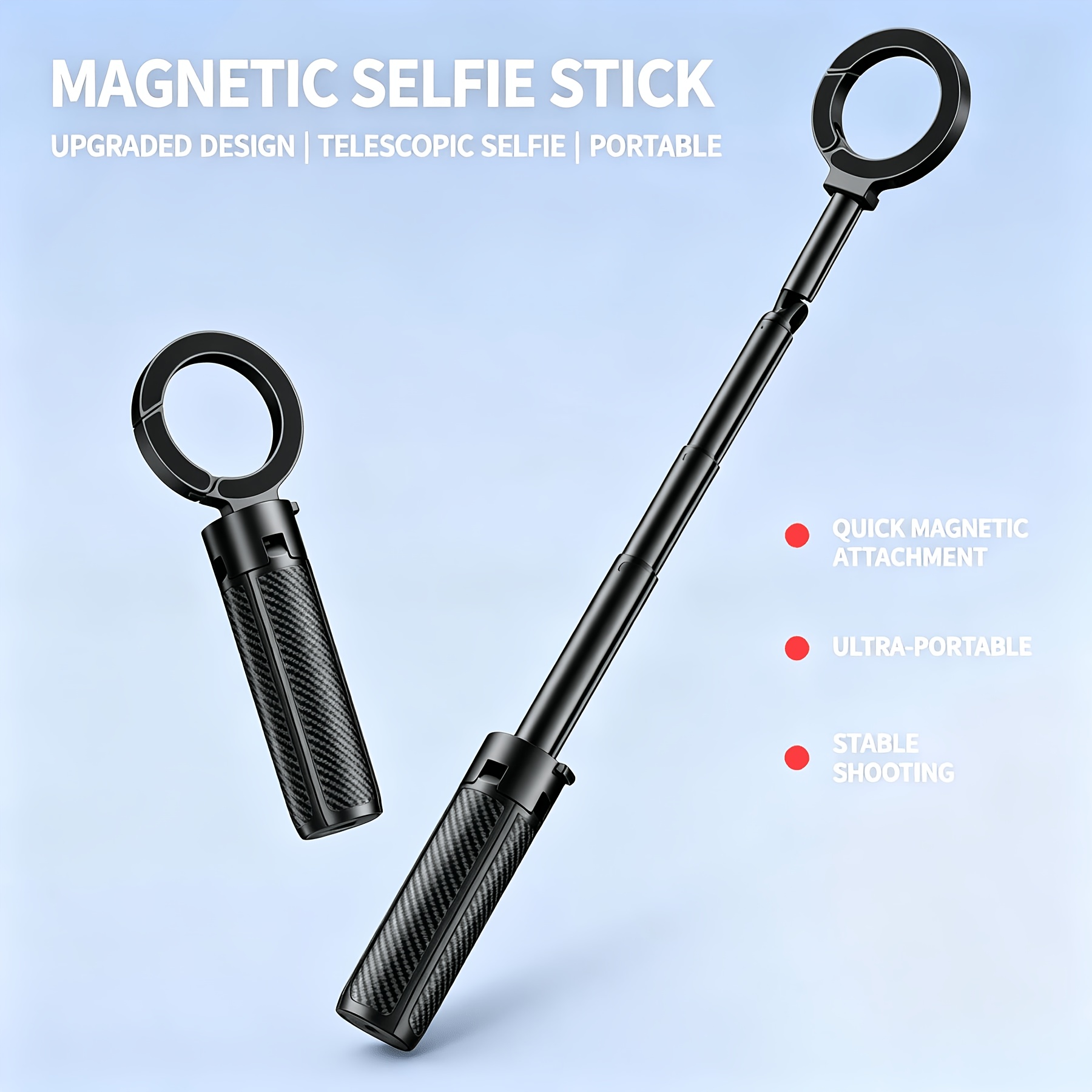TEMU Support magnétique pour téléphone portable, boucle de montagne, pour vlog vidéo à main sur bureau, prise de vue en voyage, mini perche à selfie