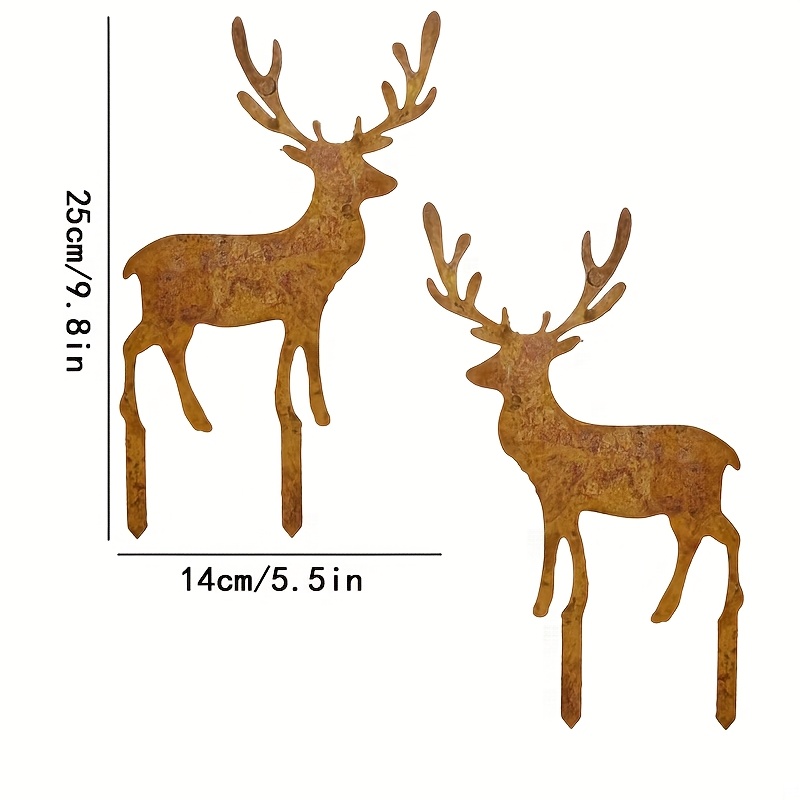 Image of A Set Of 2 Metal Reindeer Garden Decorations For Christmas, Ideal For A Festive Atmosphere, No Electricity Required, Durable Metal Crafts, And A Perfect Gift For