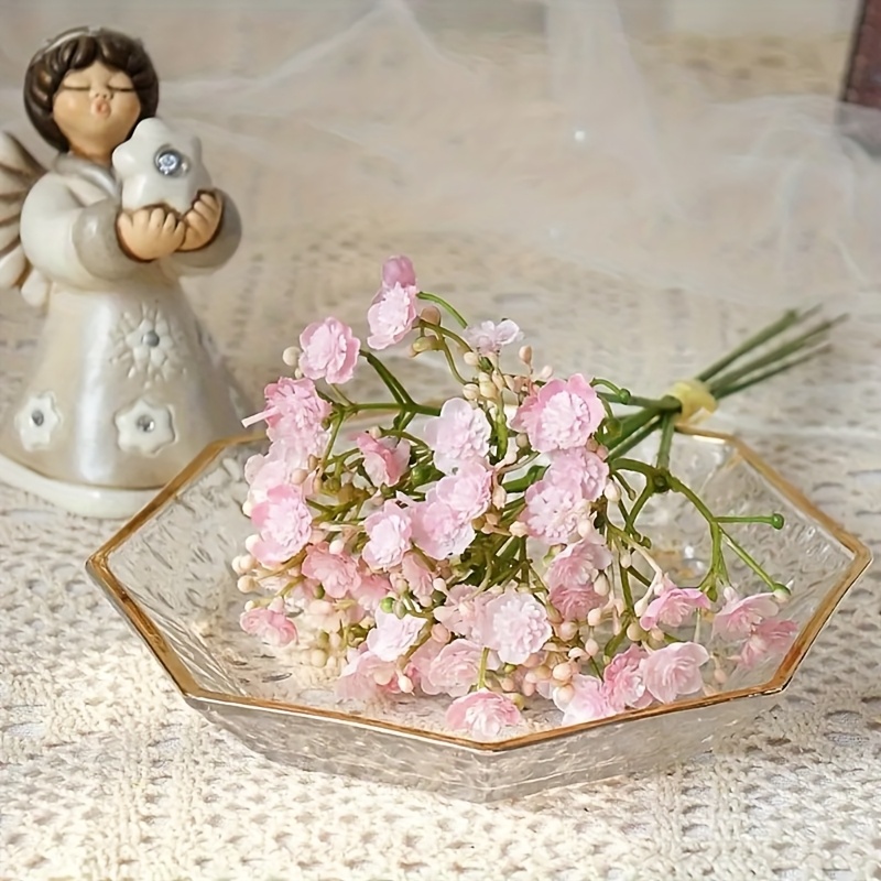 Image of 40 Head Bouquet Artificial Plastic Flower Handmade Babysbreath Fake Plant Gypsophila Floral For Wedding Home Table Decor - Thanksgiving Home Decor Living Room Tabletop