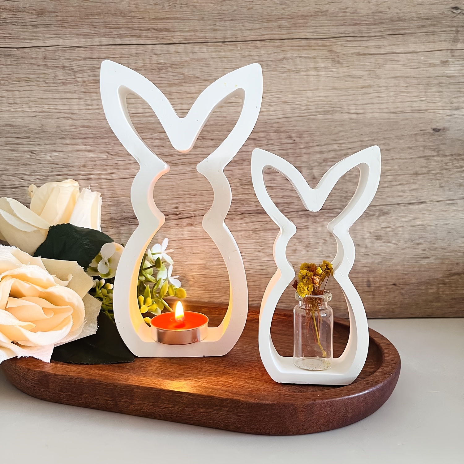 

Easter Bunny Candle Holder Decorative Silicone Mold For Diy Home Decor And Scented Plaster Mold.