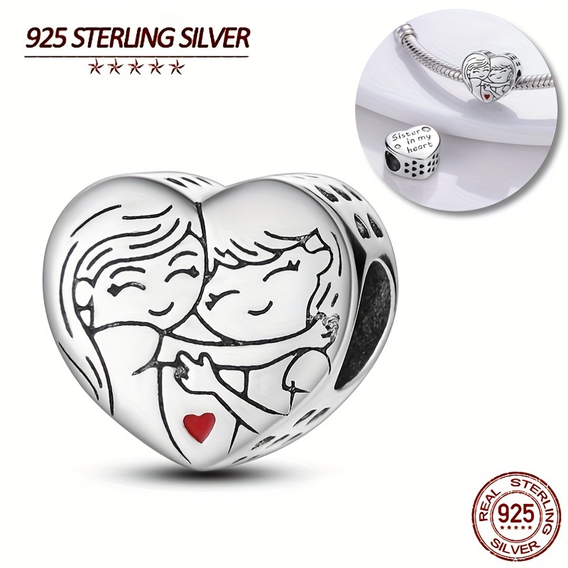 

1 Piece Of 100% 925 Pure Silvery Love Pendant Beads Suitable For Original 3mm Bracelet And Necklace Diy Bead Making