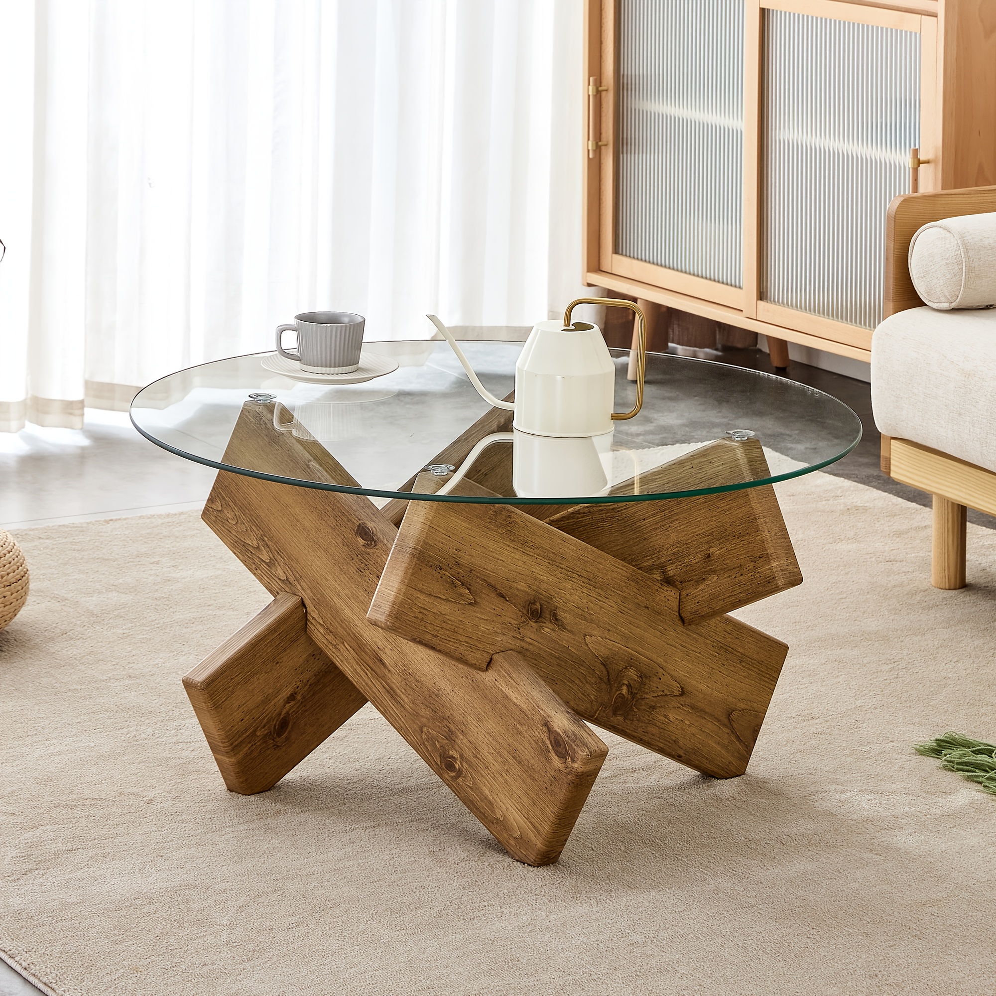Modern Round Glass Coffee Table 33.4