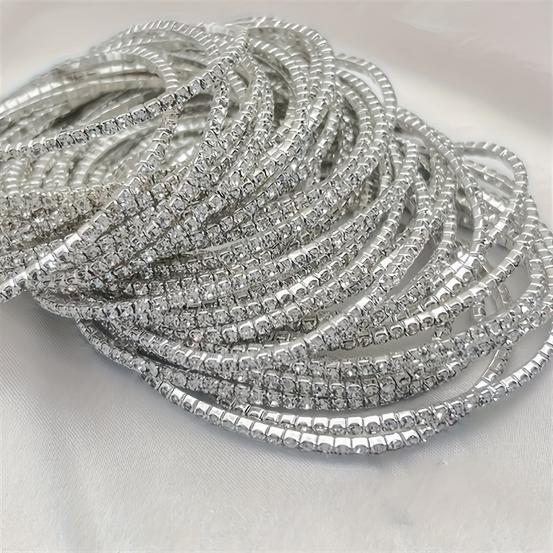 Set Of 12 Women's Stylish Minimalist Synthetic Cubic Zirconia Tennis Bracelets, Versatile , Made From Alloy, Use And Gift For Parties, Ideal For Valentine's Day, Christmas, And Birthday Celebrations