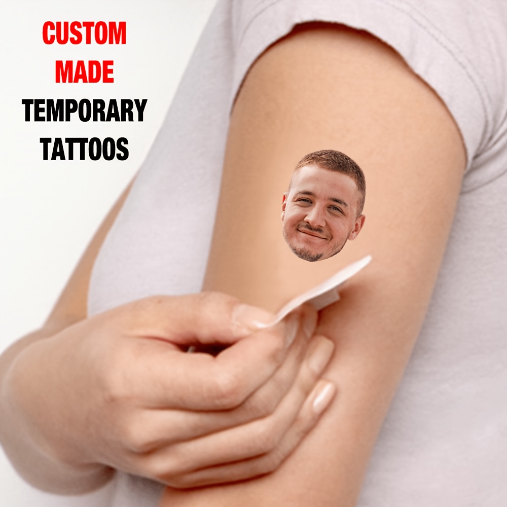 16 kosov prilagojenih začasnih tatujev - Personalizirani dizajni s fotografijo obraza, hišnega ljubljenčka, para, podolgovate oblike - Zabavna