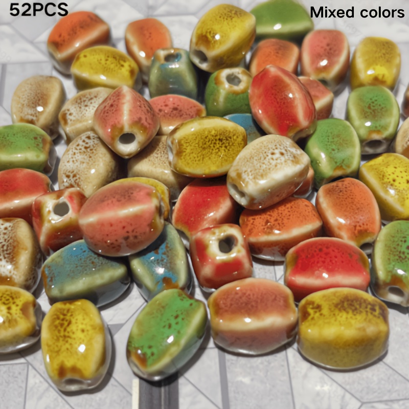 21/52pcs Prismatic Ceramic Beads for DIY Jewelry Making