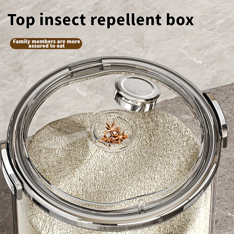 airtight food storage container 3 sizes 15kg 10kg 5kg transparent rice bucket with locking lid moisture proof anti insect for kitchen pantry organization it can   be used as a pet food storage box Product details 6