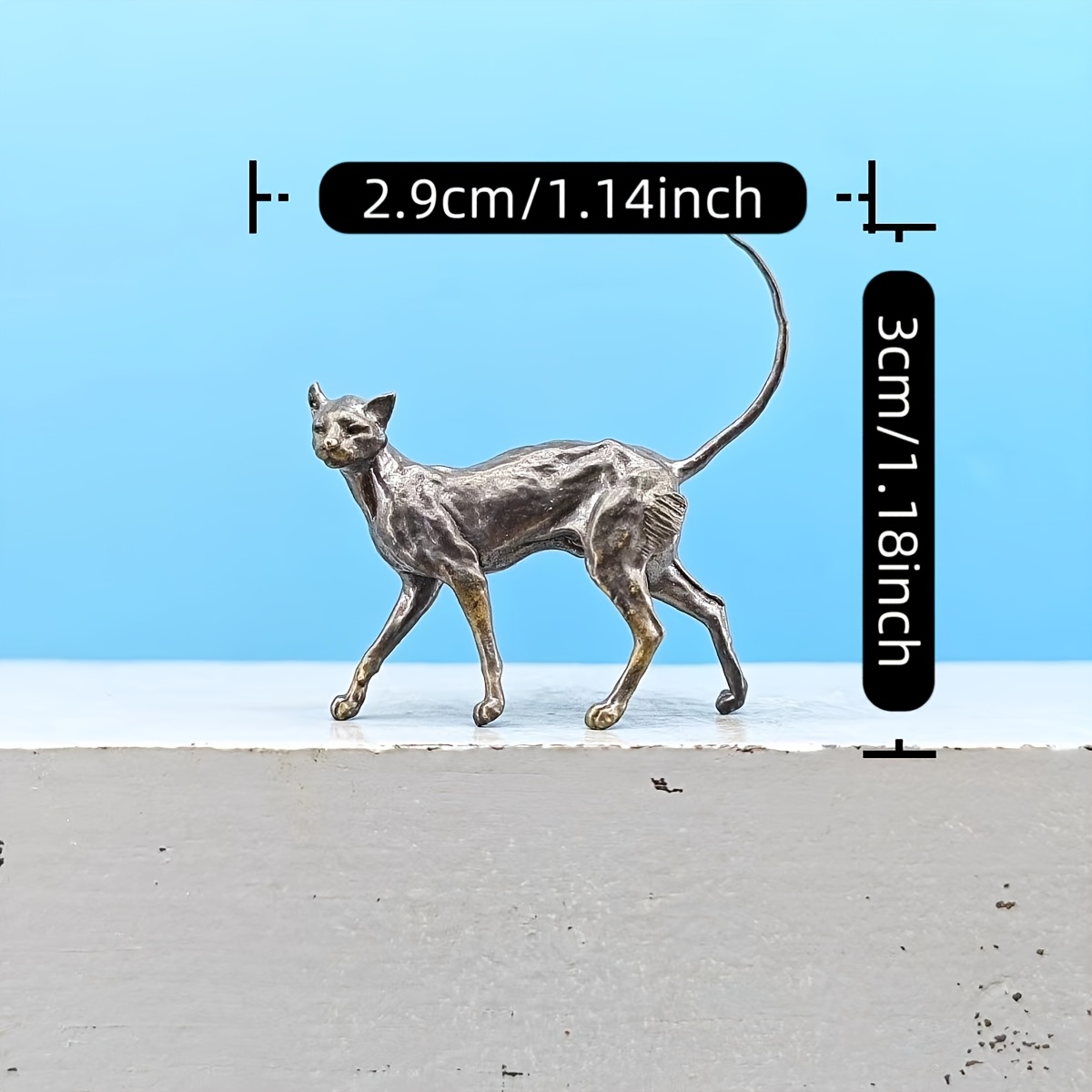 TEMU Brass Vintage Rustic Miniature Simulated Black Cat Model Bonsai Aquarium Sand Table Micro Landscape Decoration Figurine, Cute Cat Miniature